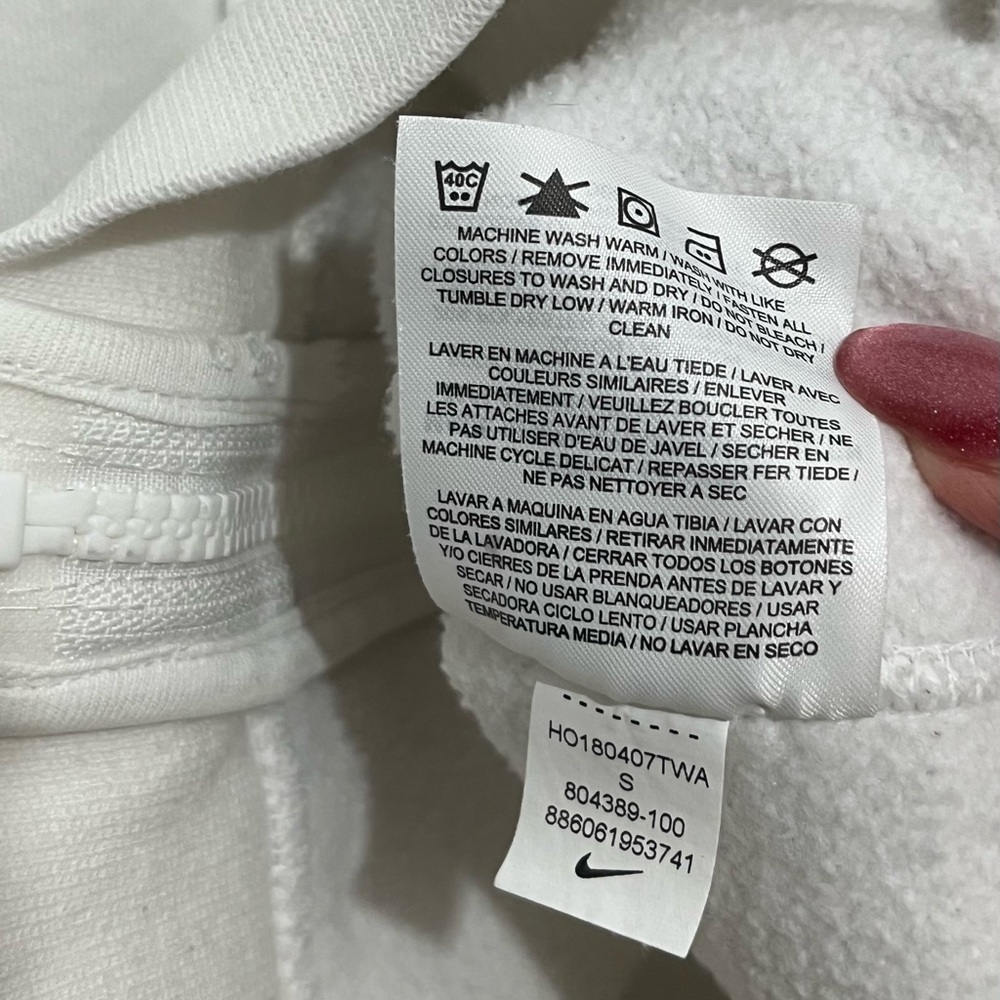 Nike White Full Zip Hoodie Small Women’s Classic Logo Athleisure Sweatshirt - Picture 7 of 10